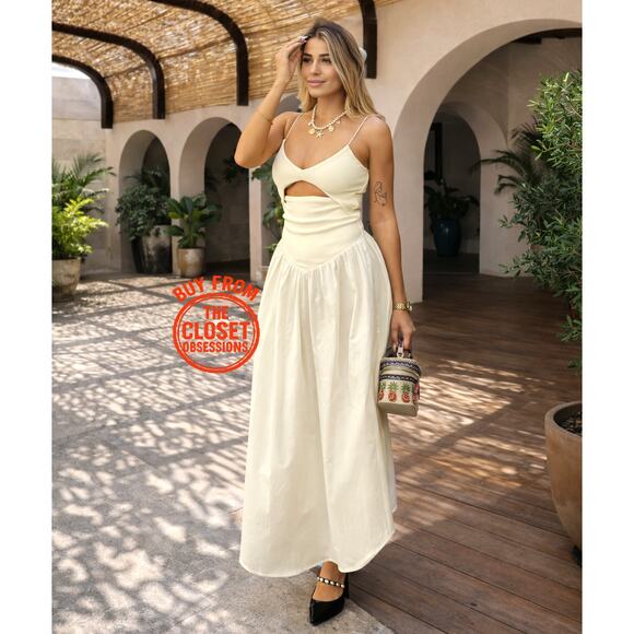 ZARA Blogger Fave Asymmetric Hem Midi Dress NWT Ecru - Picture 4 of 16